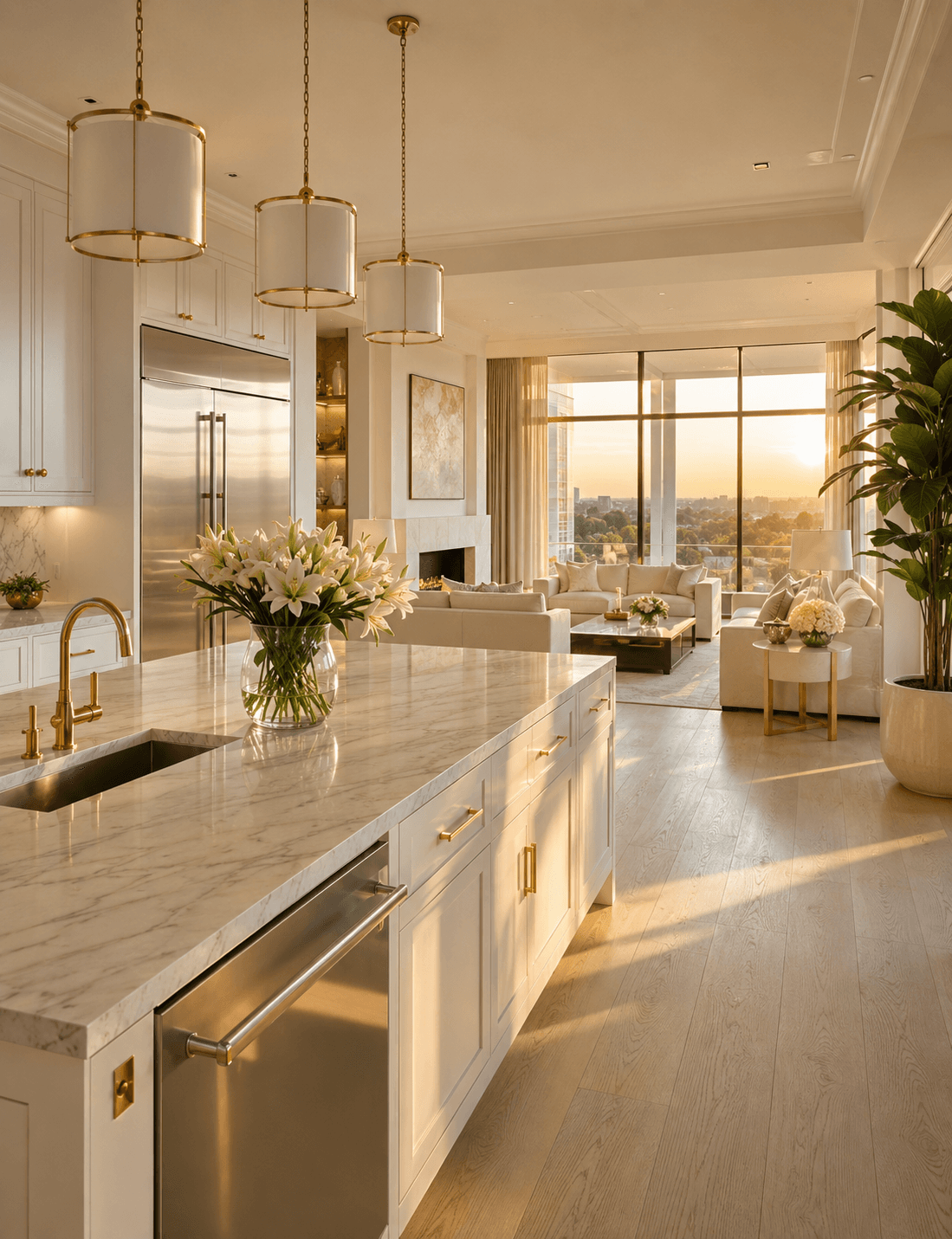 Bright spotless luxury kitchen after cleaning